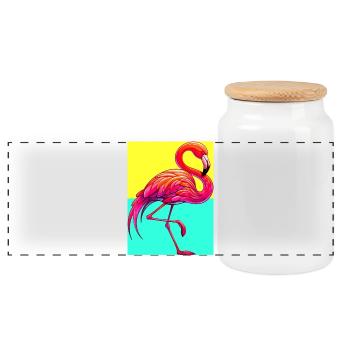 Flamant - Boîte à biscuits avec couvercle en bois - blanc - Devant