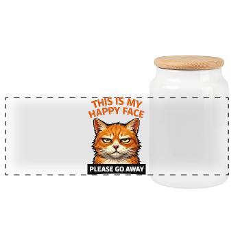 Wütende Katze, bitte geh weg, Humor - Panorama Keksdose mit Holzdeckel - Weiß - Vorne