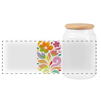 Bunte Blumen Illustration Dekoratives Motiv - Panorama Keksdose mit Holzdeckel - Weiß - Vorne