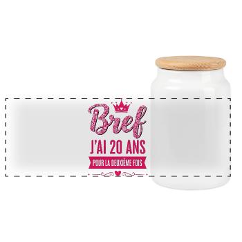 40 Ans Femme Cadeau Anniversaire 40 Ans Femme  - Boîte à biscuits avec couvercle en bois - blanc - Devant