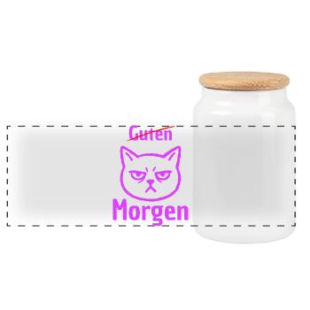 KEIN GUTEN MORGEN, MORGENMUFFEL! LUSTIGER SPRUCH - Panorama Keksdose mit Holzdeckel - Weiß - Vorne