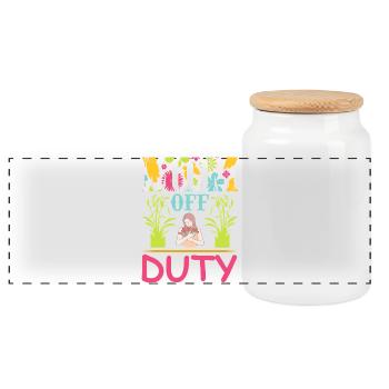 Mom Off Duty Plant Mothers Day Shirt - Panoramic Cookie Jar with Wooden Lid - white - Front