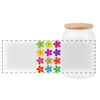 Daisy Flowers - Panoramic Cookie Jar with Wooden Lid - white - Front