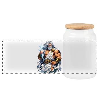 Zeus Warrior - Panoramic Cookie Jar with Wooden Lid - white - Front