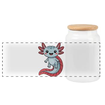 Axolotl - Boîte à biscuits avec couvercle en bois - blanc - Devant