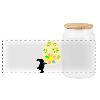Easter Bunny Bunny Easter Gifts Easter Eggs - Panoramic Cookie Jar with Wooden Lid - white - Front