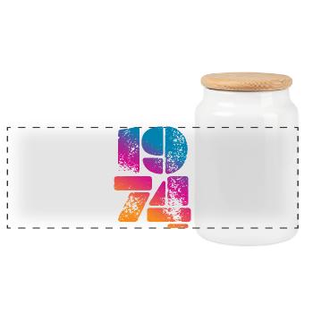 1974 Vintage Vintage Cadeau d’anniversaire - Boîte à biscuits avec couvercle en bois - blanc - Devant