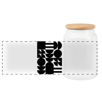 bold geometric shapes design T-Shirt - Panoramic Cookie Jar with Wooden Lid - white - Front
