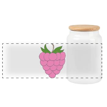 Illustration de framboise rose - Boîte à biscuits avec couvercle en bois - blanc - Devant
