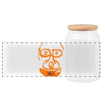 Orange Doodle Smile - Panoramic Cookie Jar with Wooden Lid - white - Front