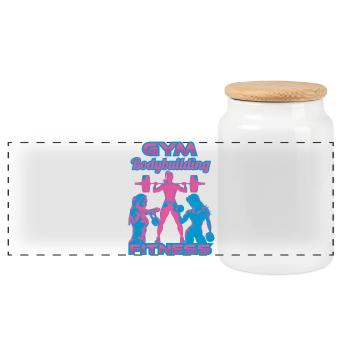 Fitness-gymGirls - Boîte à biscuits avec couvercle en bois - blanc - Devant