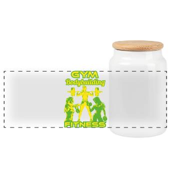 Fitness-gymGirlsG - Boîte à biscuits avec couvercle en bois - blanc - Devant