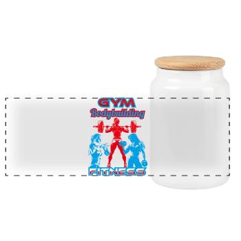 Fitness-gym-bodybuilding - Boîte à biscuits avec couvercle en bois - blanc - Devant