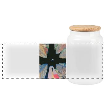 Universe Design - Panoramic Cookie Jar with Wooden Lid - white - Front