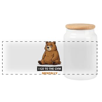 Mentalité Bear in the Gym - Boîte à biscuits avec couvercle en bois - blanc - Devant