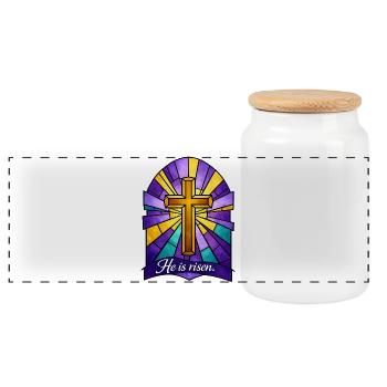 Il est la Croix de Pâques ressuscitée - Boîte à biscuits avec couvercle en bois - blanc - Devant