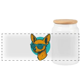 Lunettes de soleil Chihuahua rétro - Boîte à biscuits avec couvercle en bois - blanc - Devant