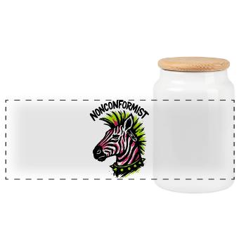 Zebra Punk Maverick Crest Neon Style Rocker - Panoramic Cookie Jar with Wooden Lid - white - Front