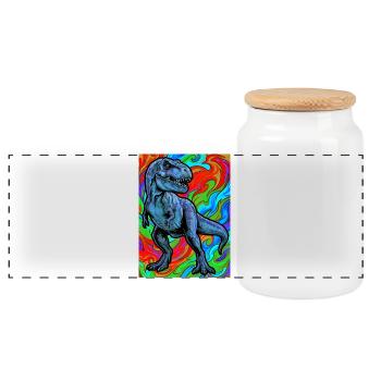 dinosaure - Boîte à biscuits avec couvercle en bois - blanc - Devant