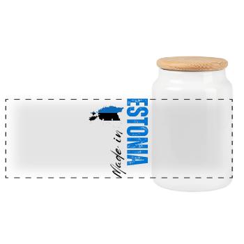 Fabriqué en Estonie, né en Estonie - Boîte à biscuits avec couvercle en bois - blanc - Devant