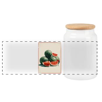 Tranches de pastèque vintage - Boîte à biscuits avec couvercle en bois - blanc - Devant