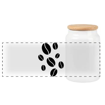 Falling Coffee Beans - Panoramic Cookie Jar with Wooden Lid - white - Front