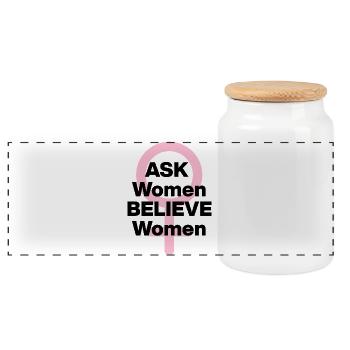 DEMANDEZ AUX FEMMES, CROYEZ LES FEMMES ! ♀️ POUVOIR FÉMININ, LES FILLES - Boîte à biscuits avec couvercle en bois - blanc - Devant