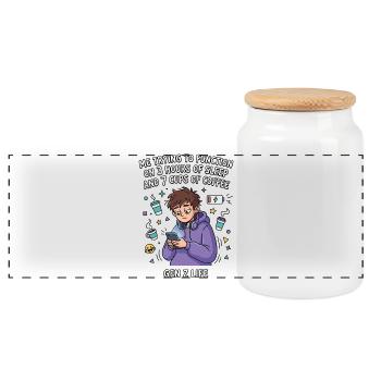 Gen Z Leben Schlafmangel Kaffee - Panorama Keksdose mit Holzdeckel - Weiß - Vorne