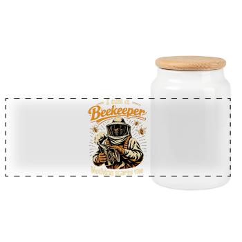 Don d’apiculteur : Je suis apiculteur. Rien ne me fait peur. - Boîte à biscuits avec couvercle en bois - blanc - Devant