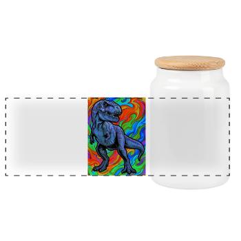 Dinosaurier - Panorama Keksdose mit Holzdeckel - Weiß - Vorne