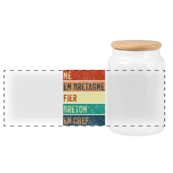 Né en Bretagne Fier Breton - Boîte à biscuits avec couvercle en bois - blanc - Devant
