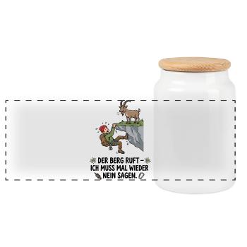 Der Berg ruft Humor Klettern - Panorama Keksdose mit Holzdeckel - Weiß - Vorne