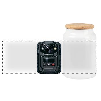 Rugged Action Cam Illustration - Panoramic Cookie Jar with Wooden Lid - white - Front
