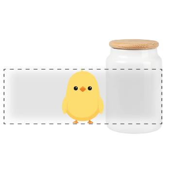 chick - Panoramic Cookie Jar with Wooden Lid - white - Front