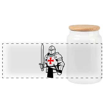 knight - Panoramic Cookie Jar with Wooden Lid - white - Front