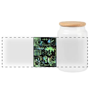 Electro Party Vintage - Panoramic Cookie Jar with Wooden Lid - white - Front