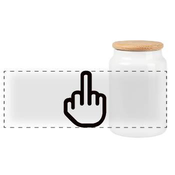 Middle Finger Hand Sign – Fuck You Symbol - Panoramic Cookie Jar with Wooden Lid - white - Front