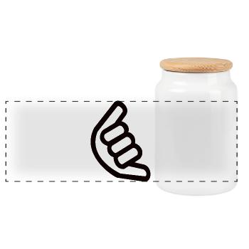Shaka Hand Sign – Surfer Sign - Panoramic Cookie Jar with Wooden Lid - white - Front
