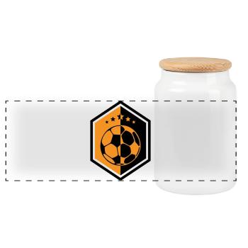 Écusson Football Orange : L'Armure du Capitaine - Boîte à biscuits avec couvercle en bois - blanc - Devant
