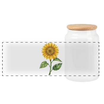 Sunflower Mosaic - Retro Design for Garden Fans - Panoramic Cookie Jar with Wooden Lid - white - Front
