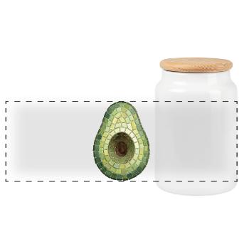 Avocado Mosaic - Modern Foodie Gift - Panoramic Cookie Jar with Wooden Lid - white - Front