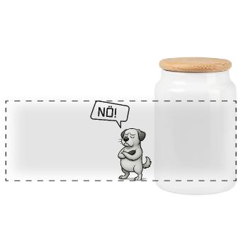 Hund sagt NÖ! – Mein sturer Vierbeiner - Panorama Keksdose mit Holzdeckel - Weiß - Vorne