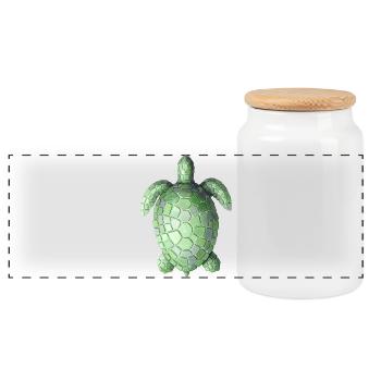 Mosaïque de Tortue - Cadeau pour les éventails de la mer - Boîte à biscuits avec couvercle en bois - blanc - Devant