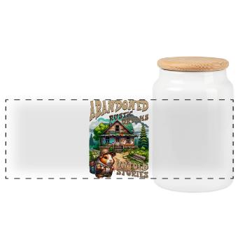 Untold Stories: Rustic Cabin - Panoramic Cookie Jar with Wooden Lid - white - Front