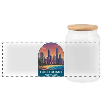 Gold Coast Australien Surfer Paradies Reisekunst - Panorama Keksdose mit Holzdeckel - Weiß - Vorne