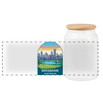 Affiche de voyage Brisbane Australia Story Bridge - Boîte à biscuits avec couvercle en bois - blanc - Devant