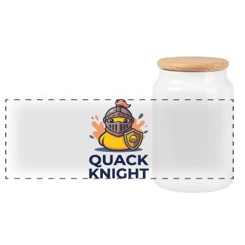 Quack-Ritter-Rüstungsente - Panorama Keksdose mit Holzdeckel - Weiß - Vorne