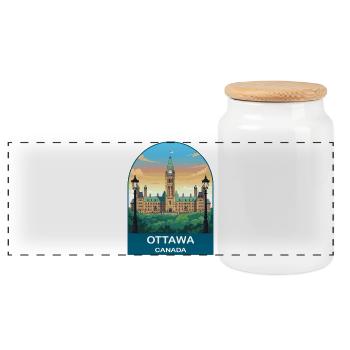 Art de voyage sur la Colline du Parlement Canada, Ottawa Canada - Boîte à biscuits avec couvercle en bois - blanc - Devant
