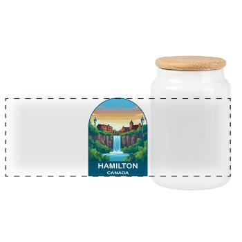 Affiche de voyage de la ville de la cascade à Hamilton, Canada - Boîte à biscuits avec couvercle en bois - blanc - Devant