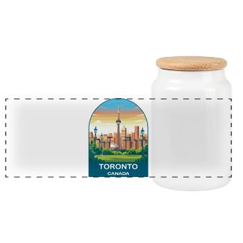 Toronto Kanada CN Tower Skyline Reiseplakat - Panorama Keksdose mit Holzdeckel - Weiß - Vorne